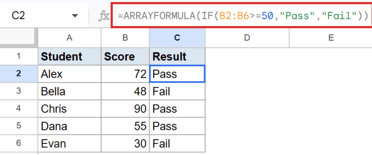 ARRAYFORMULA Function in Google Sheets (5 Easy Examples)