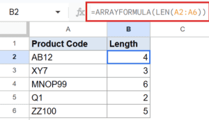 ARRAYFORMULA Function in Google Sheets (5 Easy Examples)