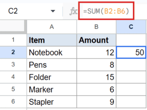SUM Function in Google Sheets (5 Easy Examples)