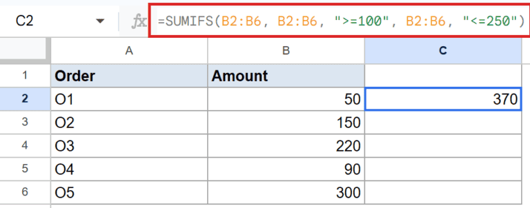 SUMIFS Function in Google Sheets (5 Easy Examples)