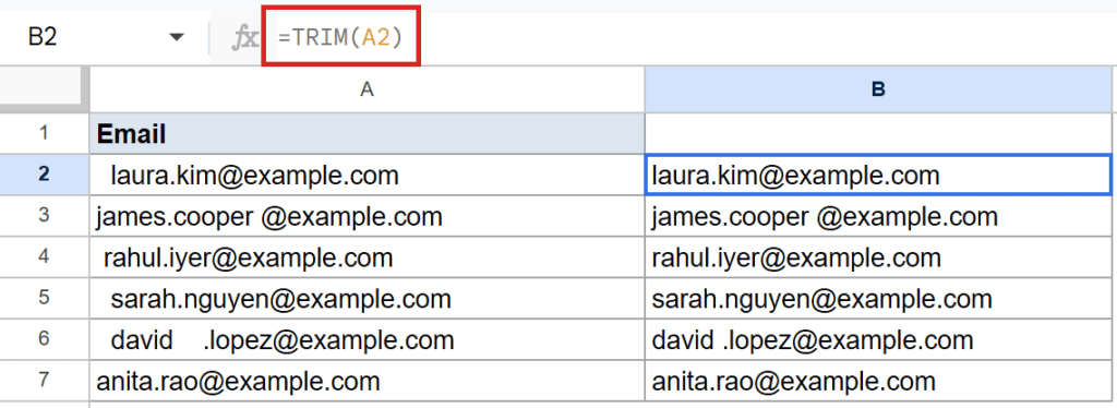 TRIM Function in Google Sheets (5 Easy Examples)