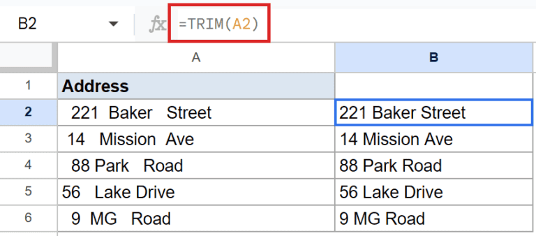 TRIM Function in Google Sheets (5 Easy Examples)