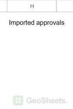 H1 names the imported approvals column; H2:H4 are empty before IMPORTRANGE.