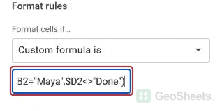 End of the and custom formula in its native field.