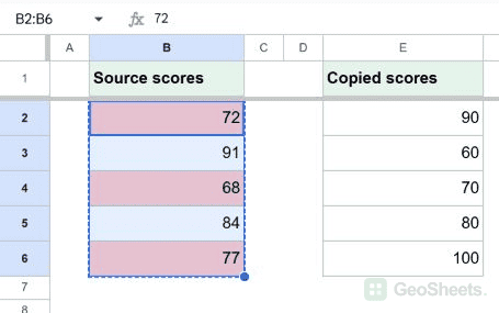 Copy conditional formatting: source range.