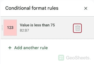 Remove icon on the conditional formatting rule.