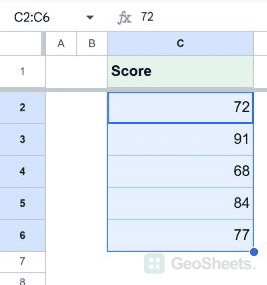 Selected range for the scale example.