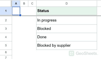 Initial text example data in Google Sheets.