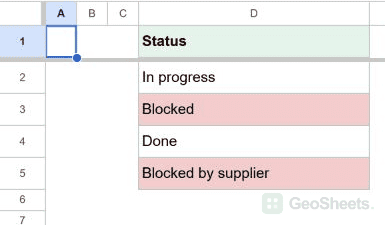 Completed text conditional formatting result.