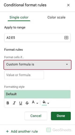 Google Sheets and criterion