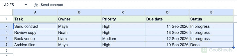 Google Sheets and selection