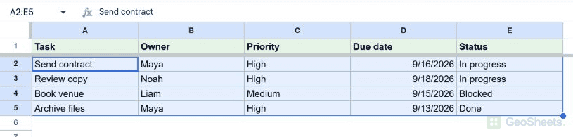 Google Sheets date selection