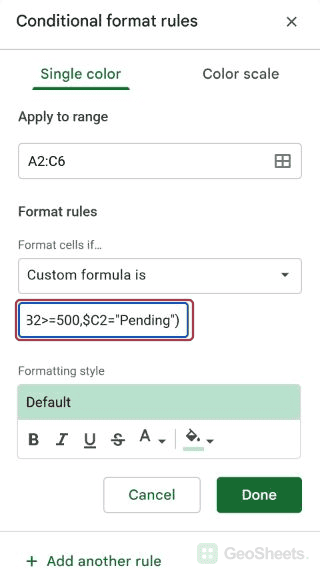 Google Sheets numeric formula end