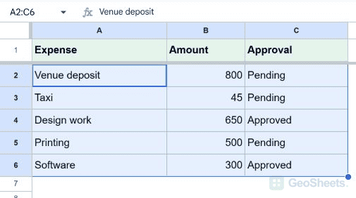 Google Sheets numeric selection