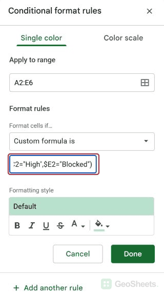 Google Sheets or formula end