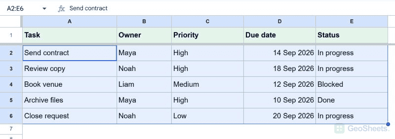 Google Sheets or selection