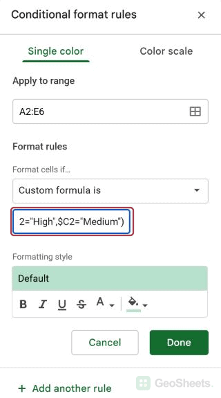 Google Sheets same column formula end