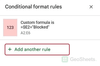 Google Sheets separate add rule
