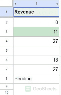 MINIFS conditional formatting highlights 11 while ignoring zero.