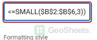 Google Sheets bottom three rule end.