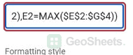 Google Sheets overall max rule end.