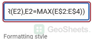 Google Sheets per column max rule end.