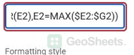 Google Sheets per row max rule end.