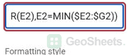Google Sheets per row min rule end.