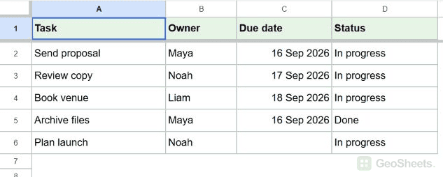 Google Sheets task before.