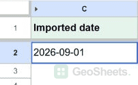 Imported date stored as text in C2.