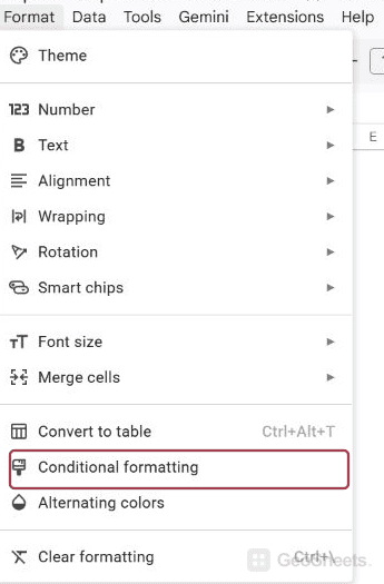 Google Sheets approvals format menu