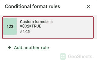 Google Sheets choose existing rule
