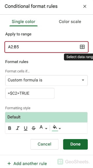 Google Sheets partial range