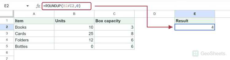 ROUNDUP example with a bordered dataset and result 4.