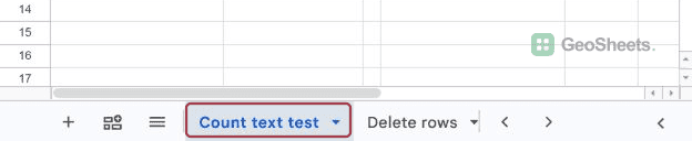 Count text test becomes active after pressing Alt and Down Arrow.